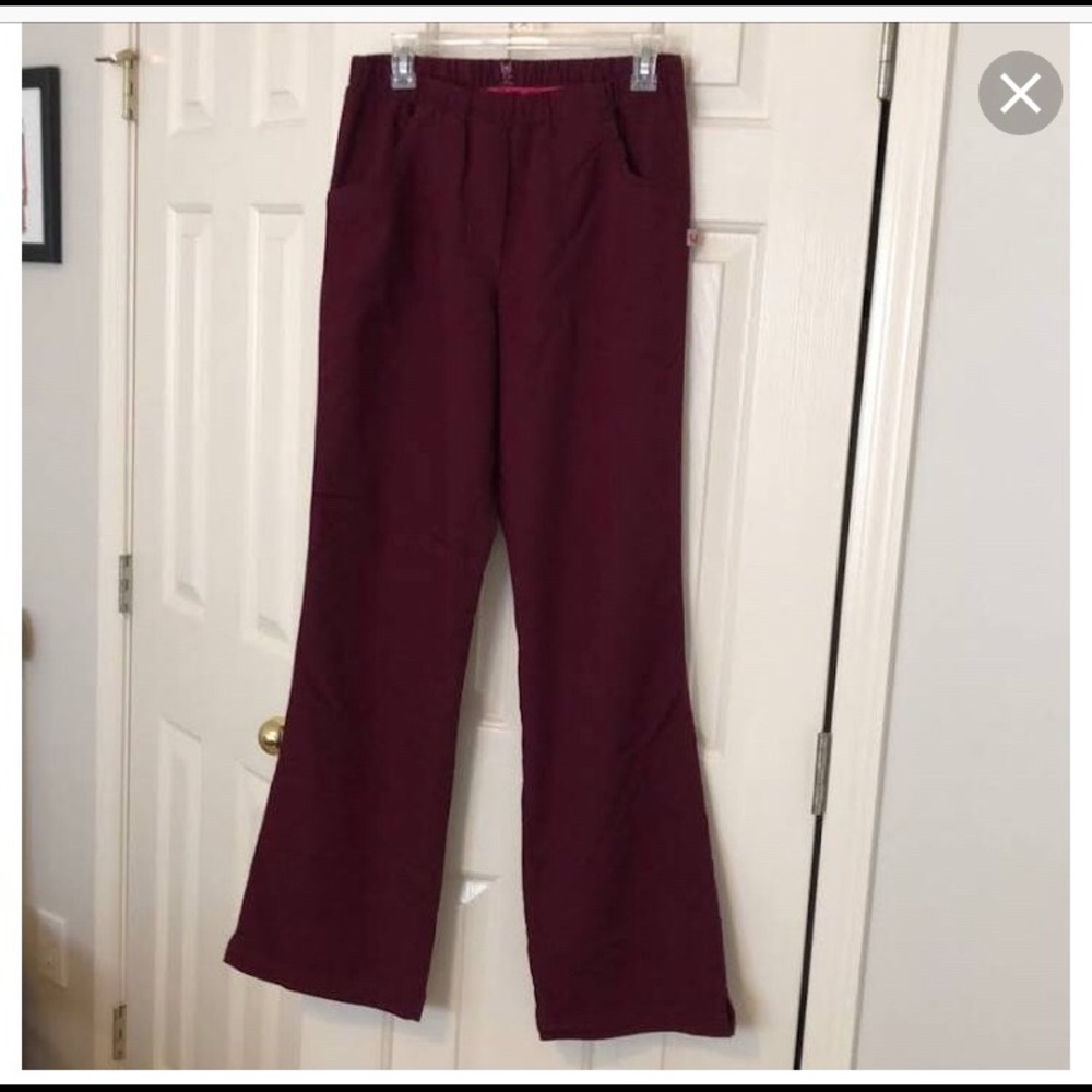 Small urbane maroon scrubs